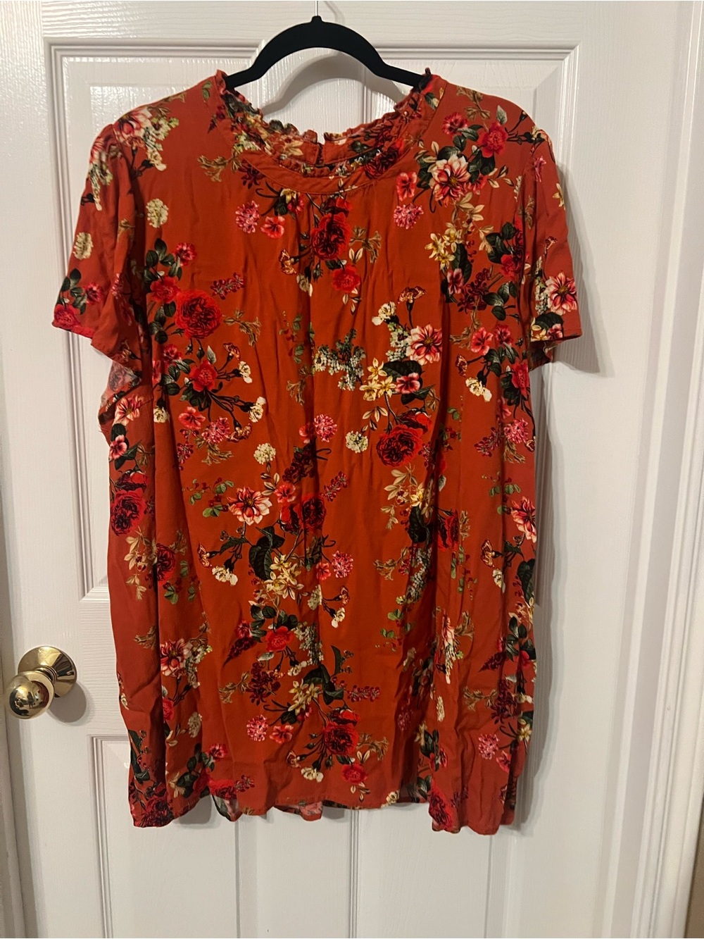 torrid Rust Orange Floral Short Sleeve Blouse